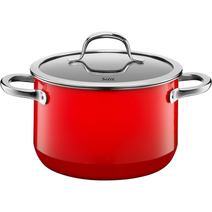 Набір каструль Silit Passion Red 4 предмети, силарганова кераміка, з жаровнею та скляними кришками, для індукції, червоний