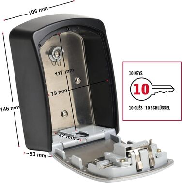 Сейф для ключів Master Lock Extra Large (XL) з настінним кріпленням для вулиці, металевий ключбокс (14.6 x 10.6 x 5.3 см)