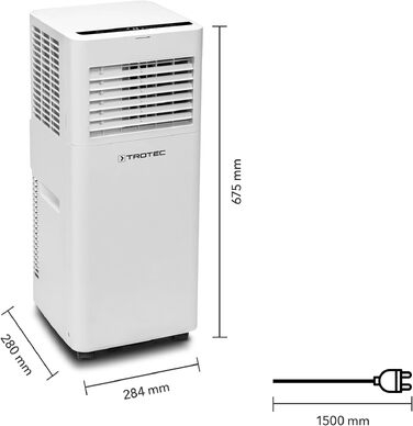 TROTEC PAC 2015 E: Мобільний кондиціонер 3-в-1 (2 кВт/7000 BTU) – Охолодження, Вентиляція, Зволоження, Таймер