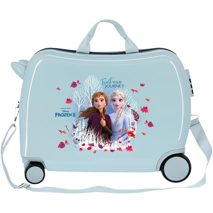 Дитяча валіза Disney Frozen «Довіряй своїй мандрівці», 50x38x20 см, синя, жорсткий корпус ABS, кодовий замок, 38 л, 2,1 кг, 4 колеса, ручна поклажа