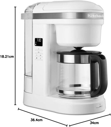 Кавоварка крапельна KitchenAid 5KCM1208EWH, біла, скляний глечик