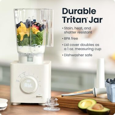 Блендер стаціонарний Chefman Obliterator 1.2л, 1380 Вт, для смузі, льоду, горіхів, з нержавіючою сталлю, Автоматичний режим, з контейнером 600 мл для подорожей, сірий бетоновий