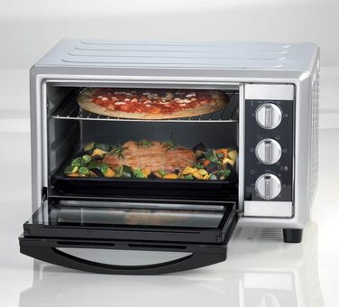Духовка електрична Ariete 984 Bon Cuisine 250 з конвекцією, 30 л, сріблясто-чорна, 6 режимів, таймер 60 хв, 1500 Вт, подвійне скло