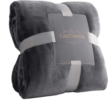 М'який флісовий плед TASTHROW для дивана, сірий, 130x180 см – тепла покривало для вітальні, спальне покривало, ковдра для софи
