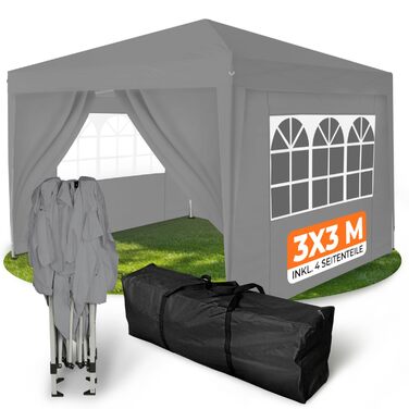 Павільйон Kronenburg Faltpavillon 3x3 м, водонепроникний, UV захист 50+, з 4 боковими частинами, колір шампань