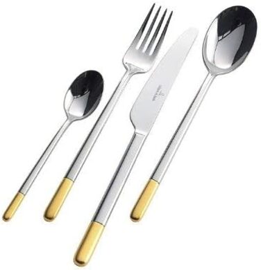 Столовий набір Villeroy & Boch Ella, 30 предметів, золочений, для 6 осіб, нержавіюча сталь з позолотою, придатний для посудомийної машини