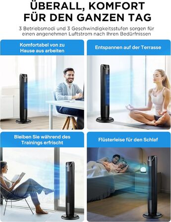 Вентилятор підлоговий Midea FZ10-17JR 92 см з пультом, 3 режими, 3 швидкості, таймер 7 год, чорний