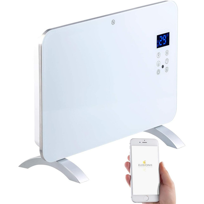Конвекторна електрообігрівач Sichler з Wi-Fi, 1000 Вт, настінний, з керуванням через додаток, сумісний з Alexa та Google Assistant, з тримачем для планшета