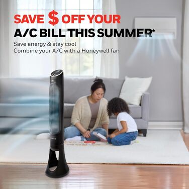 Вентилятор вежовий Honeywell Quietset 8 швидкостей, чорний, для кімнати, 40х10 Вт