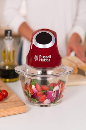 Електричний міні-подрібнювач Russell Hobbs Desire (24660-56) для овочів, фруктів та м'яса, скляна чаша 500 мл з кришкою для зберігання, червоний