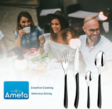 Набір столових приборів Amefa ECLAT Nature, 24 предмети, набір столових приборів на 6 осіб, пластикові ручки з ефектом коричневого дерева, можна мити в посудомийній машині, столові прибори з нержавіючої сталі, світле дерево (з ефектом дерева / чорний)