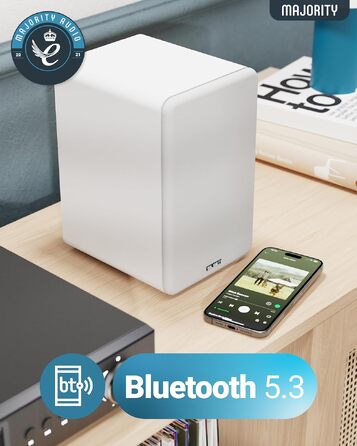 Bluetooth колонка Majority D70X 70W з HDMI ARC, пультам ДК та двома драйверами (біла) - активні монітори для ПК, DJ, студії