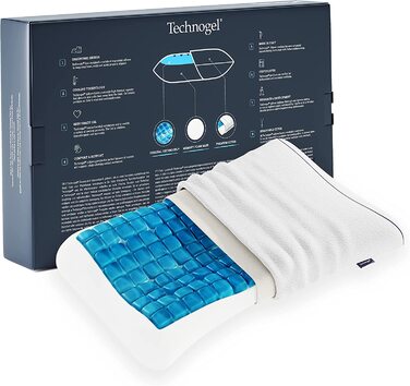 Ортопедична анатомічна подушка Technogel New Generation Original Curve, гелево-пінна, антибактеріальна, для підтримки шиї, для спини і бокового сну, з чохлом, 66x40x7 см