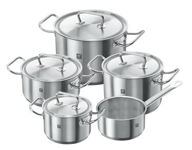 Набір каструль ZWILLING Twin Classic 5-ти частинний, з кришкою, для індукційних плит, не покритий, з нержавіючої сталі, срібний