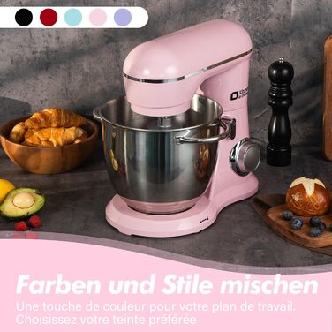 Кухонна машина Kitchen in the box Fab-Serie, потужний планетарний міксер 1300 Вт, 10 швидкостей, з набором насадок (гак, вінчик, міксер) для щоденного використання