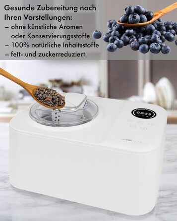 Морозивниця з компресором Clatronic ICM 3784, автоматична, 1,2 л, для морозива, сорбету, фрозен-йогурту, таймер, 110 Вт