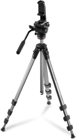 Відеоштатив Hama з флюїдною головкою для камери, смартфона і DSLR, алюмінієвий, легкий, 46–160 см, навантаження до 7 кг, з тримачем для телефону