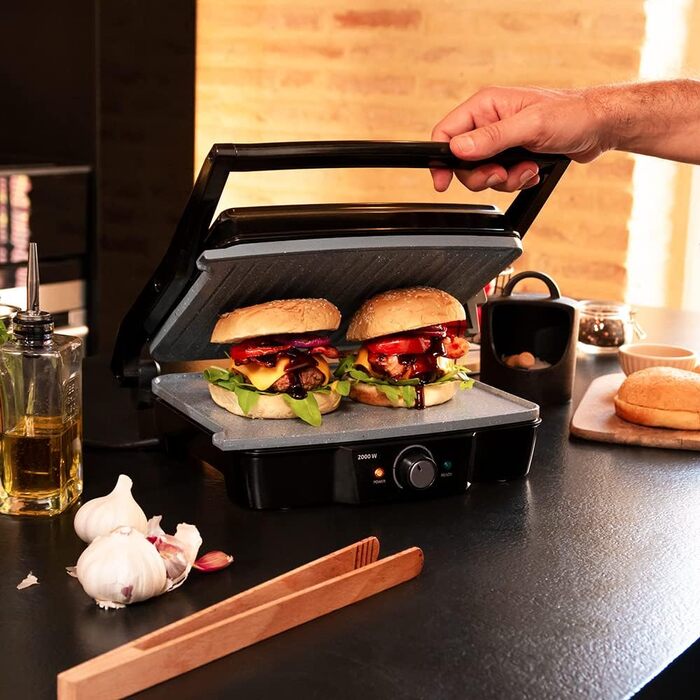 Електричний гриль Cecotec Rock’nGrill 2000 Stone Ceramic Mix&Grill, 2000 Вт, з решіткою, плитою та сендвічницею, керамічне покриття, збірник жиру