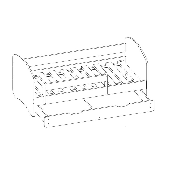 Дитяче ліжко з висувним ящиком та матрацом ACMA II, біле, 180x80 см, синє