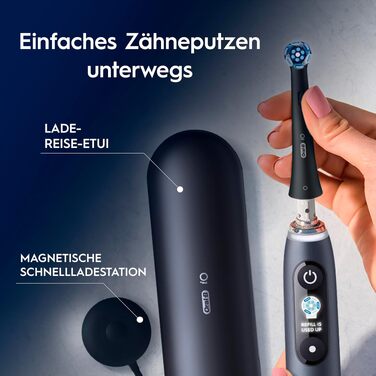 Електрична зубна щітка Oral-B iO Series 9, набір з 2 шт (Чорна та Рожева), 3 додаткові насадки та футляр