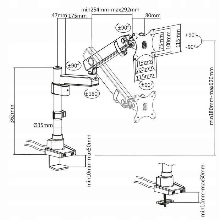 Кронштейн для монітора Spacetronik SPA-H112