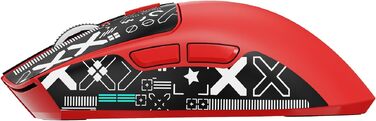 Ігрова миша Attack Shark X1 White/B-Red: сенсор PixArt PAW3395PRO, 40000 DPI, вага 53г, RGB док-станція з тачпадом, бездротова (BT/2.4G) та дротова, для Win11/Xbox/PS/Mac