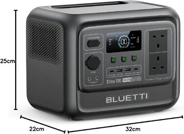 Портативна електростанція BLUETTI Elite 100 V2, 1024Вт·год, LiFePO4 (LFP), 2x1800Вт AC виходи, чорна