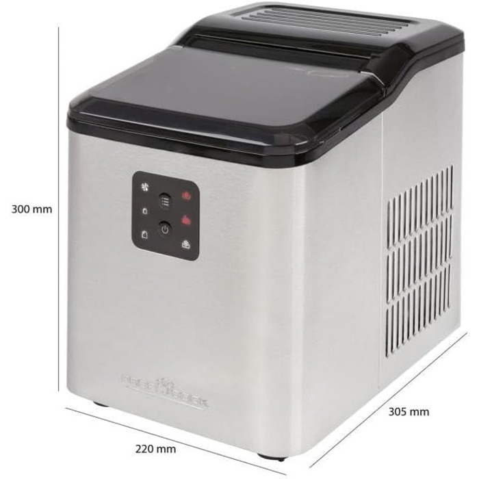 Льодогенератор ProfiCook PC-EWB 1253, 12 кг/добу, 2 розміри кубиків, 1,5 л бак, швидке приготування льоду, з лопаткою