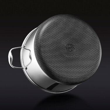 HexClad Гібридний антипригарний суповий казан 10 л з загартованою скляною кришкою, підходить для індукції, духовки та посудомийки