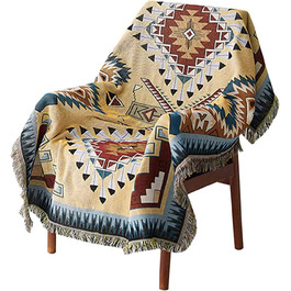 Плед Boho HOORDRY 130×180 см – в'язаний, з китицями, універсальний покривало для дивана, ліжка, крісла, м'яка ковдра-декор