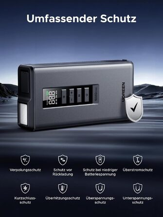 Пусковий пристрій UGREEN 3 в 1: Powerbank 10000mAh, бустер для авто та електричний компресор (помпа)