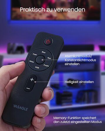 Тумба під телевізор VASAGLE Kailyn 160 см з LED підсвіткою, біла - для вітальні, з полицями та шафками