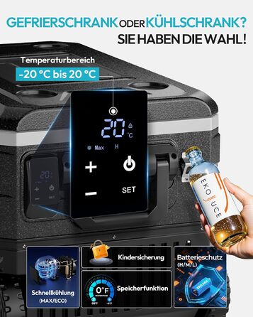 Автомобільний компресорний холодильник EUHOMY 64л з Wi-Fi, -20℃~20℃, 12/24V/220V: для кемпінгу, подорожей, риболовлі