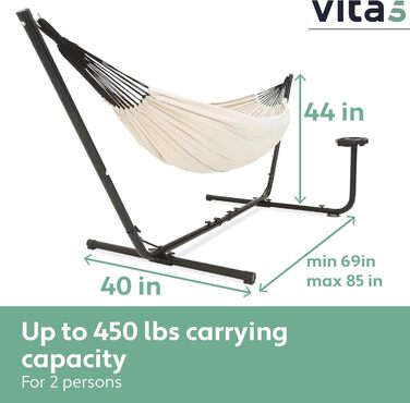Гамак з підставкою Vita5 для двох осіб, вуличний двопомісний гамак з сумкою для перенесення, витримує до 200 кг, для саду, тераси та балкона