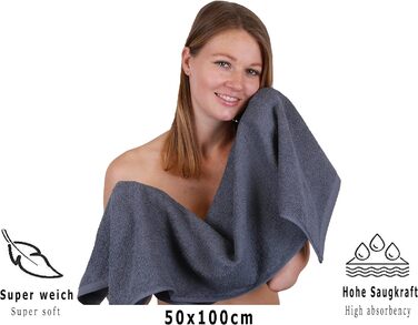 Набір рушників Betz Berlin 6 шт, 50x100 см, 100% бавовна, темно-сірі