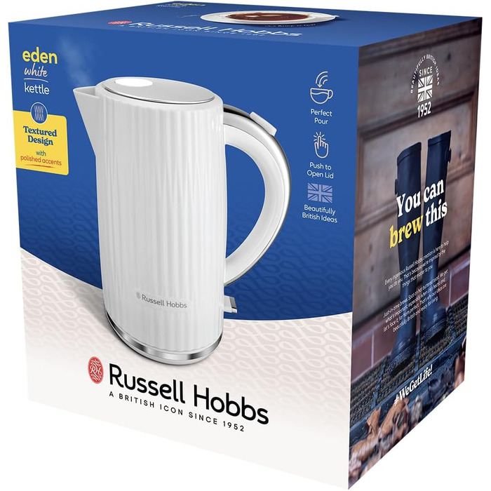 Електричний чайник Russell Hobbs Eden 1.7 л, 2400 Вт, колір малиновий (Raspberry), нержавіюча сталь, зі знімним фільтром від накипу, модель 27362-70