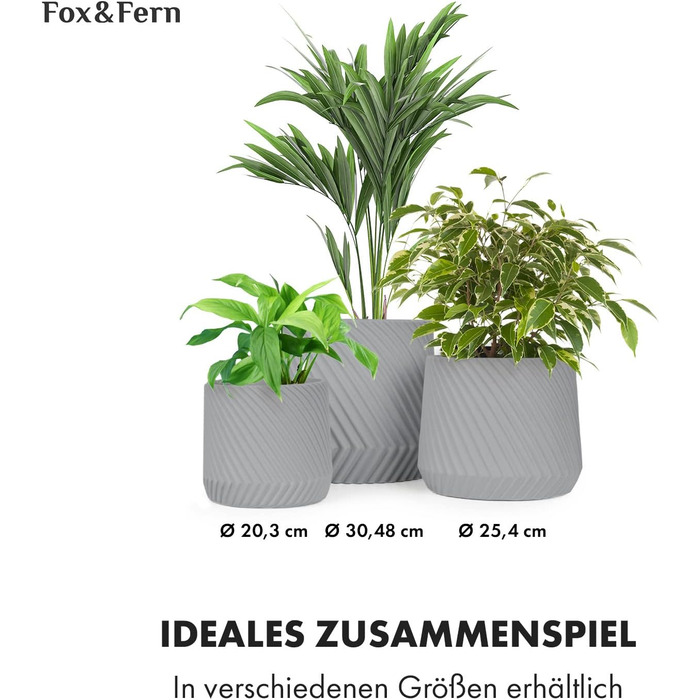 Квітчар Fox & Fern Großer: великий горщик для квітів з полістиролу (30,5 см) з 3D-текстурою та дренажним отвором, для дому та бетону