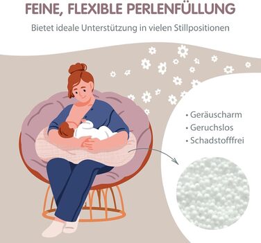 Подушка для вагітних та годування Theraline Dodo Pillow Premium 180 см, мусліновий чохол (100% бавовна), колір: димчасто-сірий