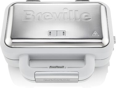 Сендвічниця Breville DuraCeramic для 2 тостів з глибокими пластинами, регульована температура, біла
