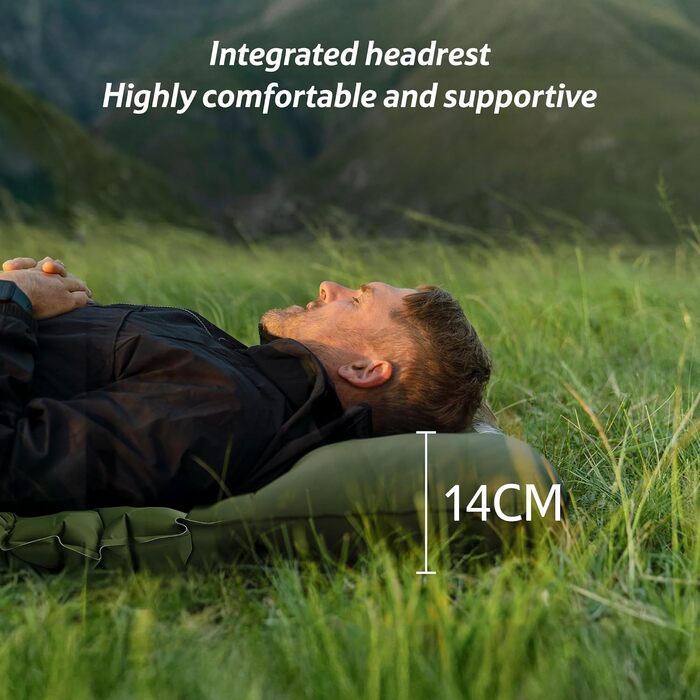 Надувний кемпінговий килимок Naturehike Ultralight з вбудованим насосом для походів та туризму, армійний зелений, одноосбовий