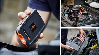 Osram BATTERYstart 400: Літієвий пусковий пристрій 2000A 12V з Powerbank для бензинових та дизельних двигунів (до 8л/4л), 16800mAh