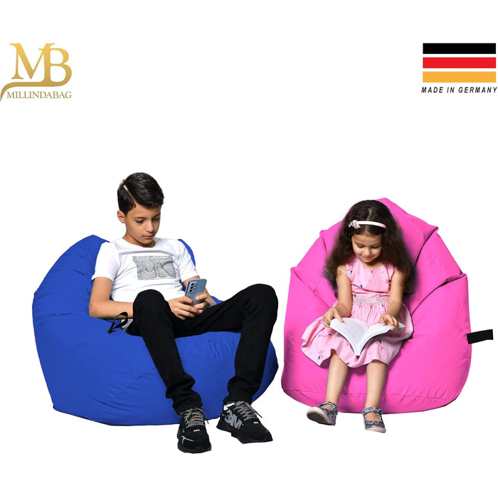 Мішок-крісло Beanbag MILLINDABAG Kastanie краплеподібний для дітей, підлітків та дорослих, антрацит, XL 77 см - для дому та вулиці, вже наповнений