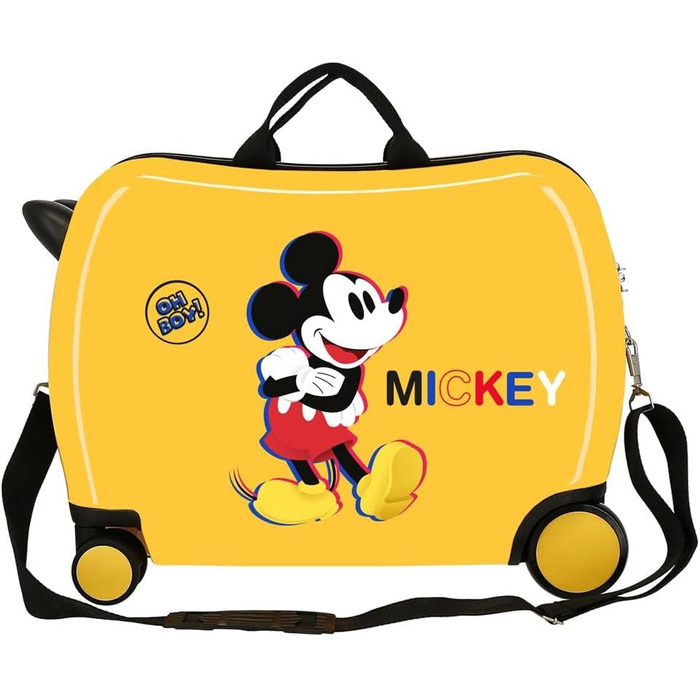 Дитяча валіза Disney Mickey 3D, жовта, 50x38x20 см, ABS, 34 л, 4 колеса, ручна поклажа