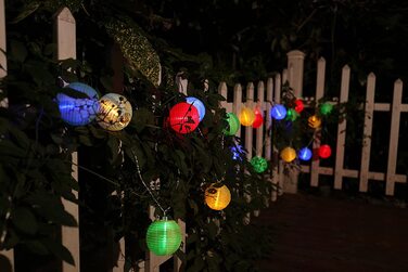 Світлодіодна гірлянда Gresonic з ліхтариками, 20 LED, різнокольорова, для саду, вечірки, весілля, новорічна, з мережевим підключенням, для дому та вулиці
