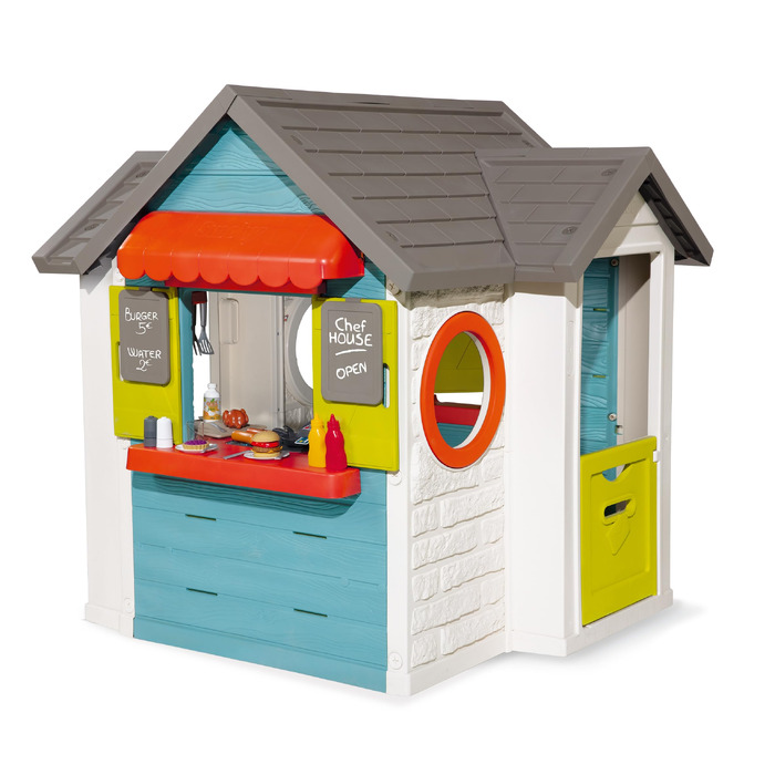 Дитячий ігровий будиночок Smoby Life Chef (124x132x135 см) з кухнею та прилавком, вуличний, з переробленого пластику, для дітей від 2 років