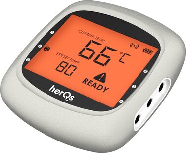 HerQs EasyBBQ Pro – цифровий бездротовий термометр для м'яса з Bluetooth, термощупом і мобільним додатком, для духовки, гриля, сковороди, аерофритюрниці