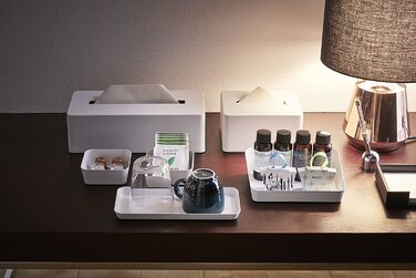 YAMAZAKI TOWER коробка для серветок, мінімалістичний дизайн, сталь, біла, 26,5×13,5×7,5 см