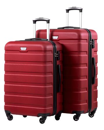 Набір валіз COOLIFE 2 шт. (L + XL) Spinell Red, PC+ABS, полікарбонат, на колесах, з TSA замком, чорний