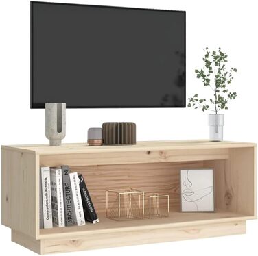 TV тумба vidaXL з масиву сосни, сіра, 90x35x35 см — телевізійна підставка, комод, меблі для вітальні