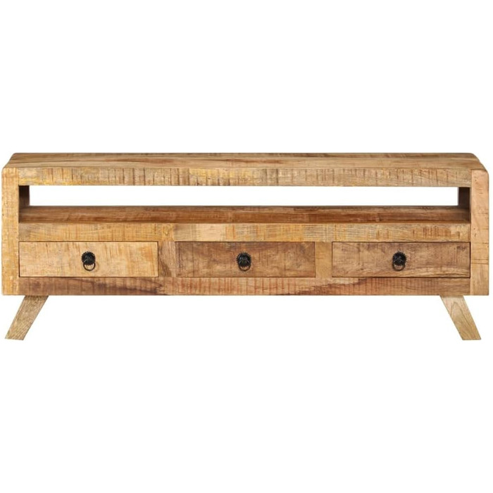 ТВ-тумба з масиву манго vidaXL, 110x30x40 см, 3 шухляди, 1 полиця, меблі для телевізора, низька тумба, мангове дерево